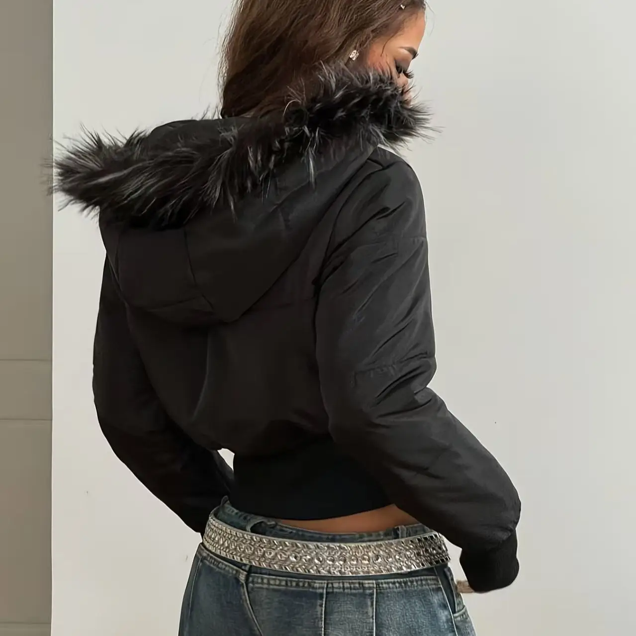 Y2K ريترو الخريف والشتاء ملابس قطنية 2025 الهيب هوب موضة المرأة الشتاء الشارع نمط الأساسية معطف مبطن #2