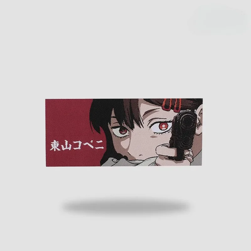 Chainsaw Man Anime Patch Higashiyama Little Red Woven Label Patches Demon Hunter Hook and Loop Tactical Military Backpack Badges