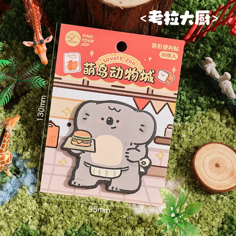 Cute Sticky Notes 30 Sheets Kawaii Cartoon Sticky Notes Mini Cartoon Notes Animals Shape Markers Flags Self Stick Memo Pad