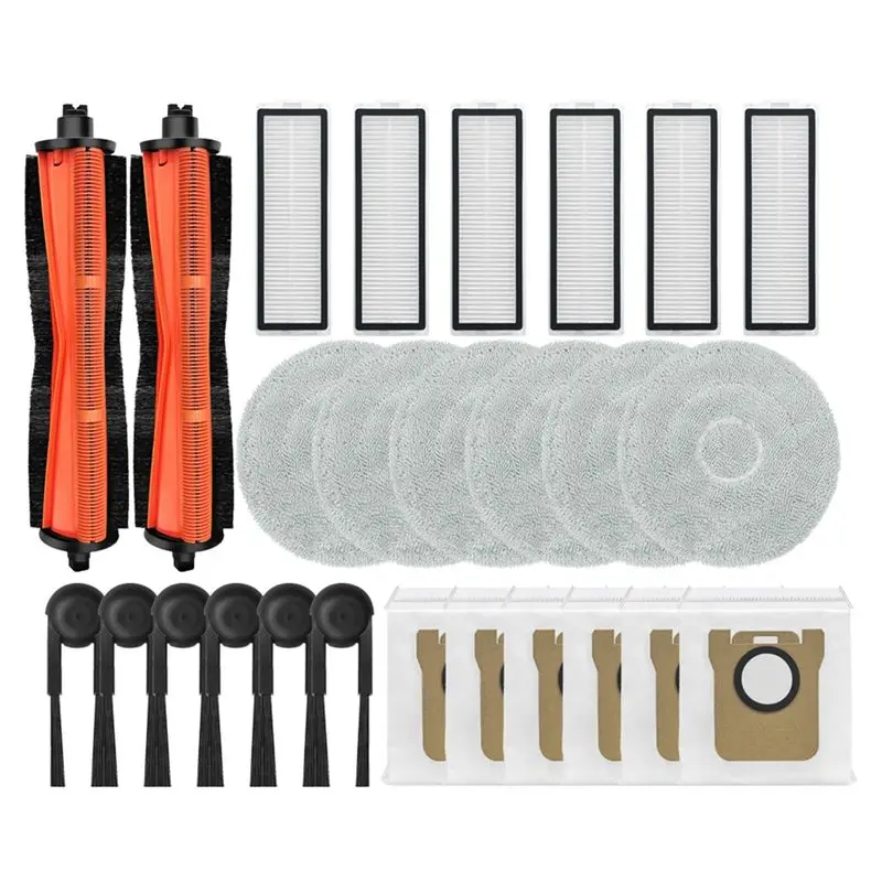 

INLIG-Compatible Anti-Tangle Roller Brush Side Brush Dust Bag Filter Mop Cloth For Xiaomi For Mijia M40S Vacuum Replacement Part
