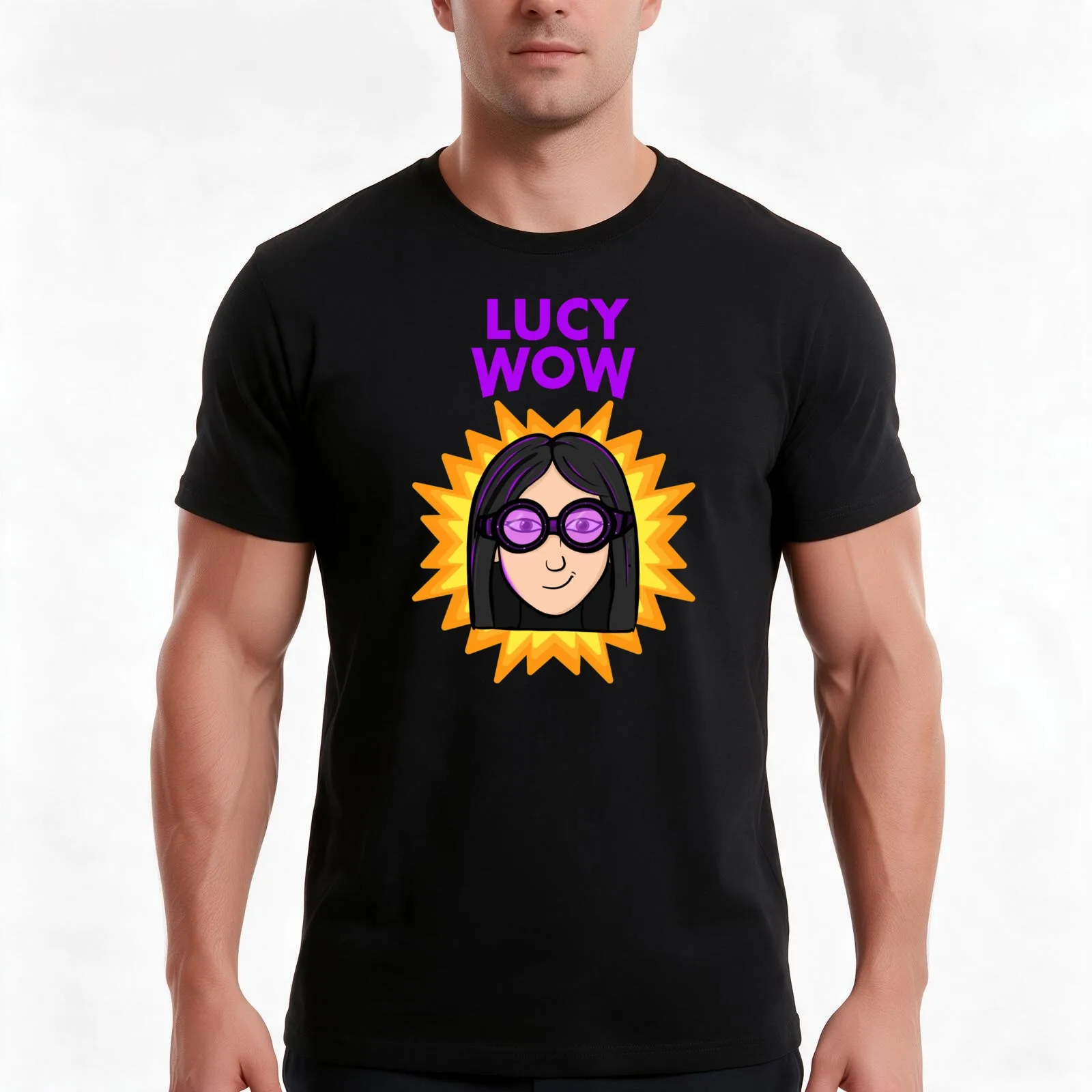 Lucy Wow Explosion T-Shirt Summer Casual Cotton Tee Oversized Streetwear Tops Vintage Graphic Print Loose Fit Short Sleeve