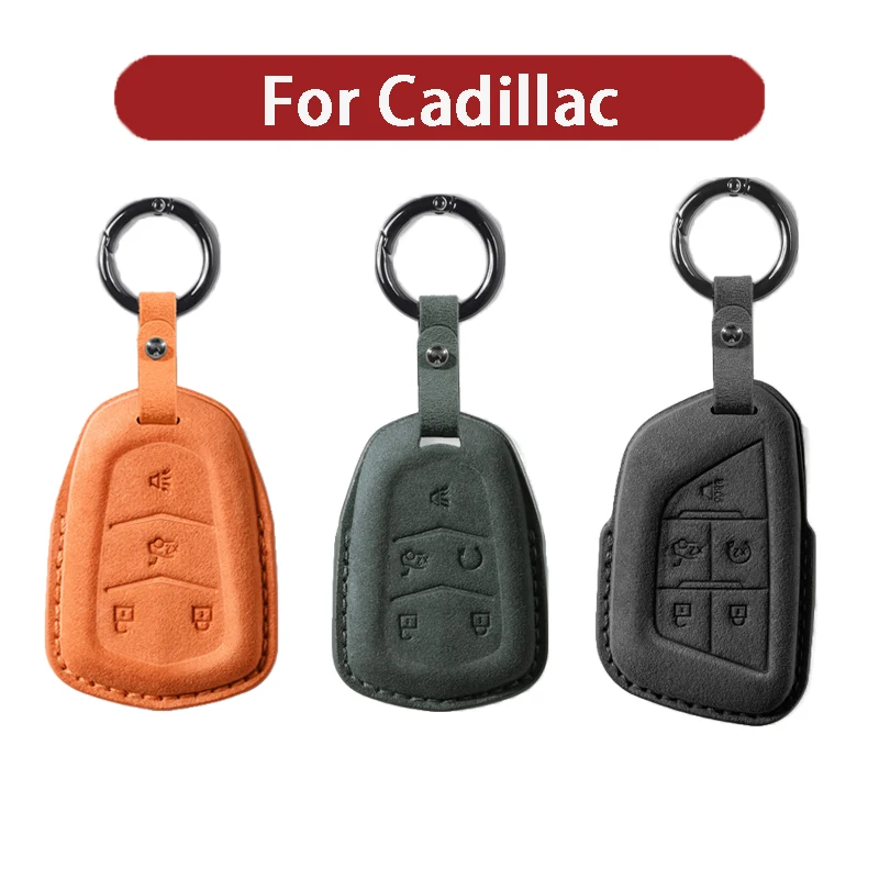 

Suede Leather Car Key Cover Case Shell Fob for Cadillac CT4 CT5 CT6 C8 Corvette ATS-L XTS XT5 XT6 CTS ATS 28T SRX STS Escalade