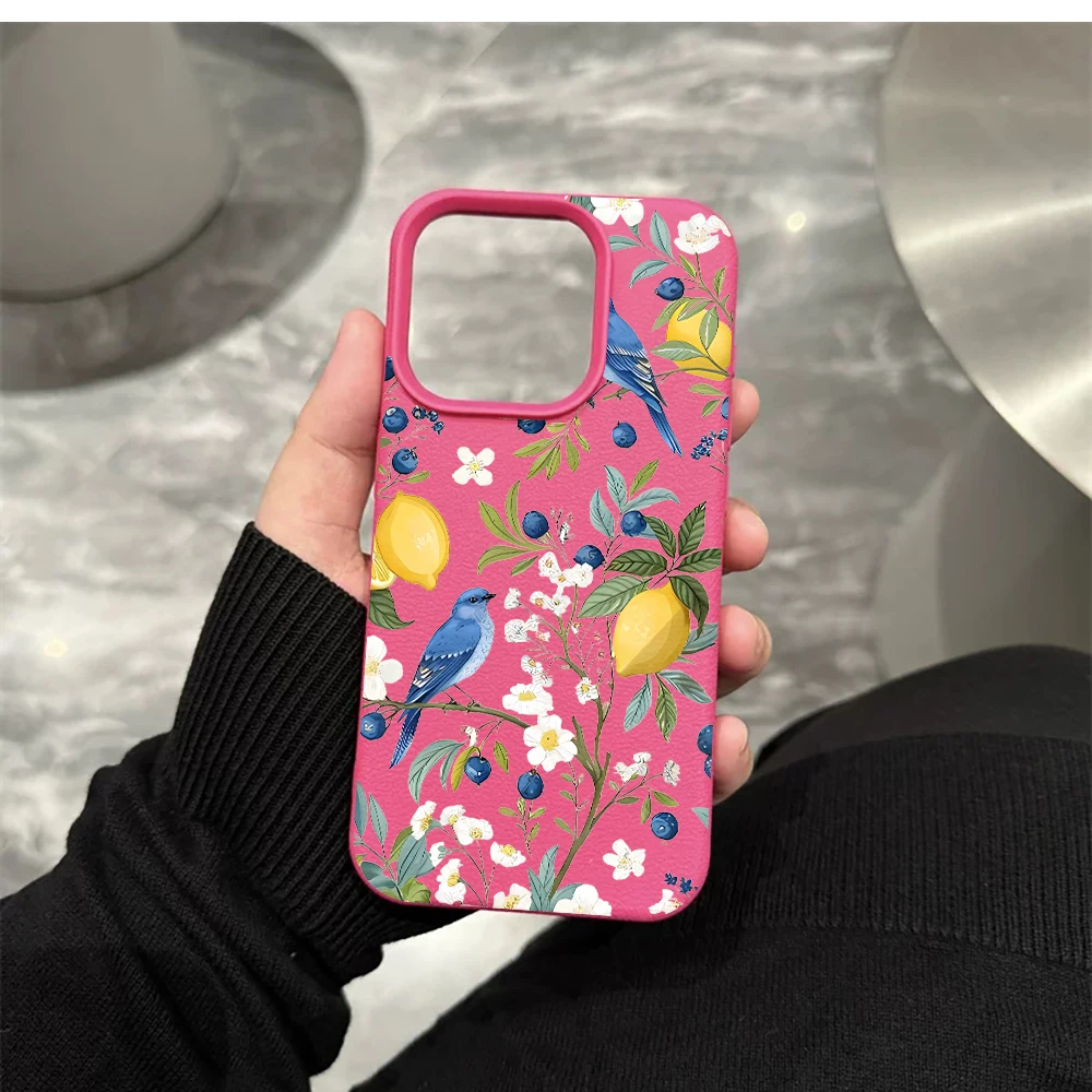 Blue Bird Lemon Handyhülle für iPhone 17 16 15 14 13 12 Pro Max 16 15 14 Plus 17 16 15 14 13 12 Pro 17Air Silikon-Matt-Cover – Detail 11