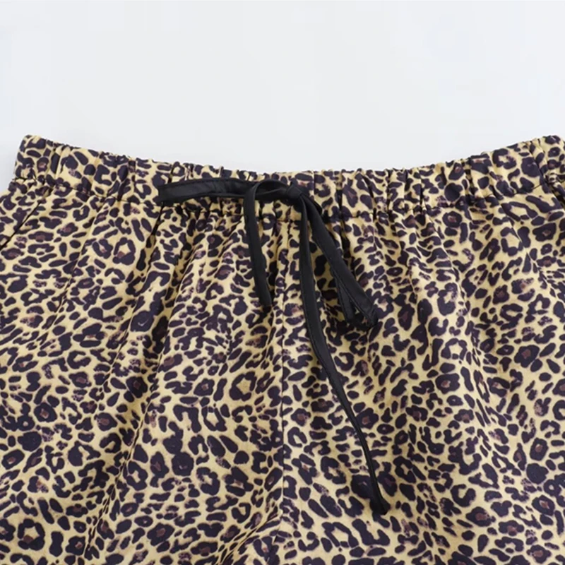 Leopard Print Short Pants French Casual Animal Print Shorts Autumn Summer Loose Lady Pocket Women's Clothing
