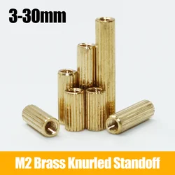 M2 Copper Pillar Thread Brass Round Standoff Knurling Spacer Screw Female Female Printed Circuit Board PCB Motherboard Stand Off