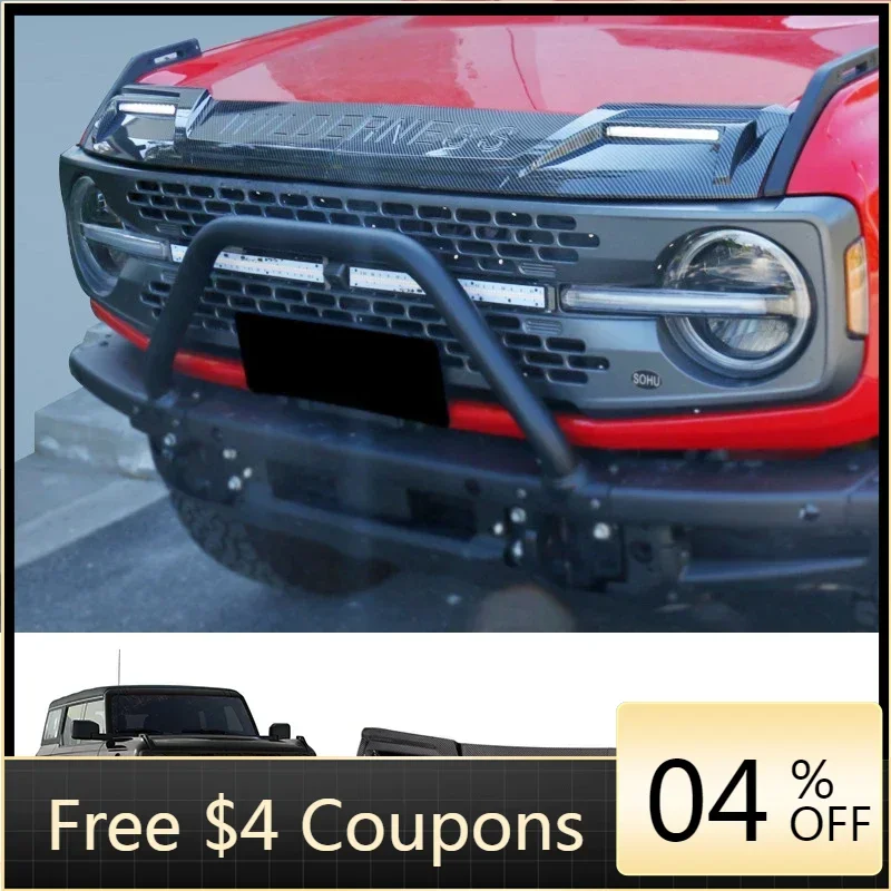 

Special Car Accessories Gravel Stopper Modified With Flowing Gravel Stopper Engine Hood Bonnet With Lighted For Ford Bronco