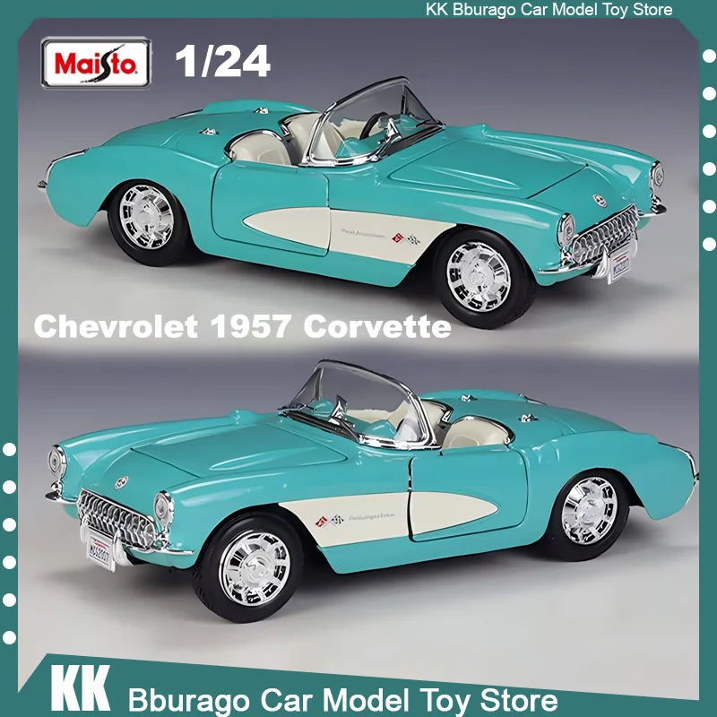 

New Maisto 1:24 Chevrolet 1957 Corvette Diecast Car Model Chevrolet Alloy Luxury Vintage Vehicle Miniature Toys Birthday Gift