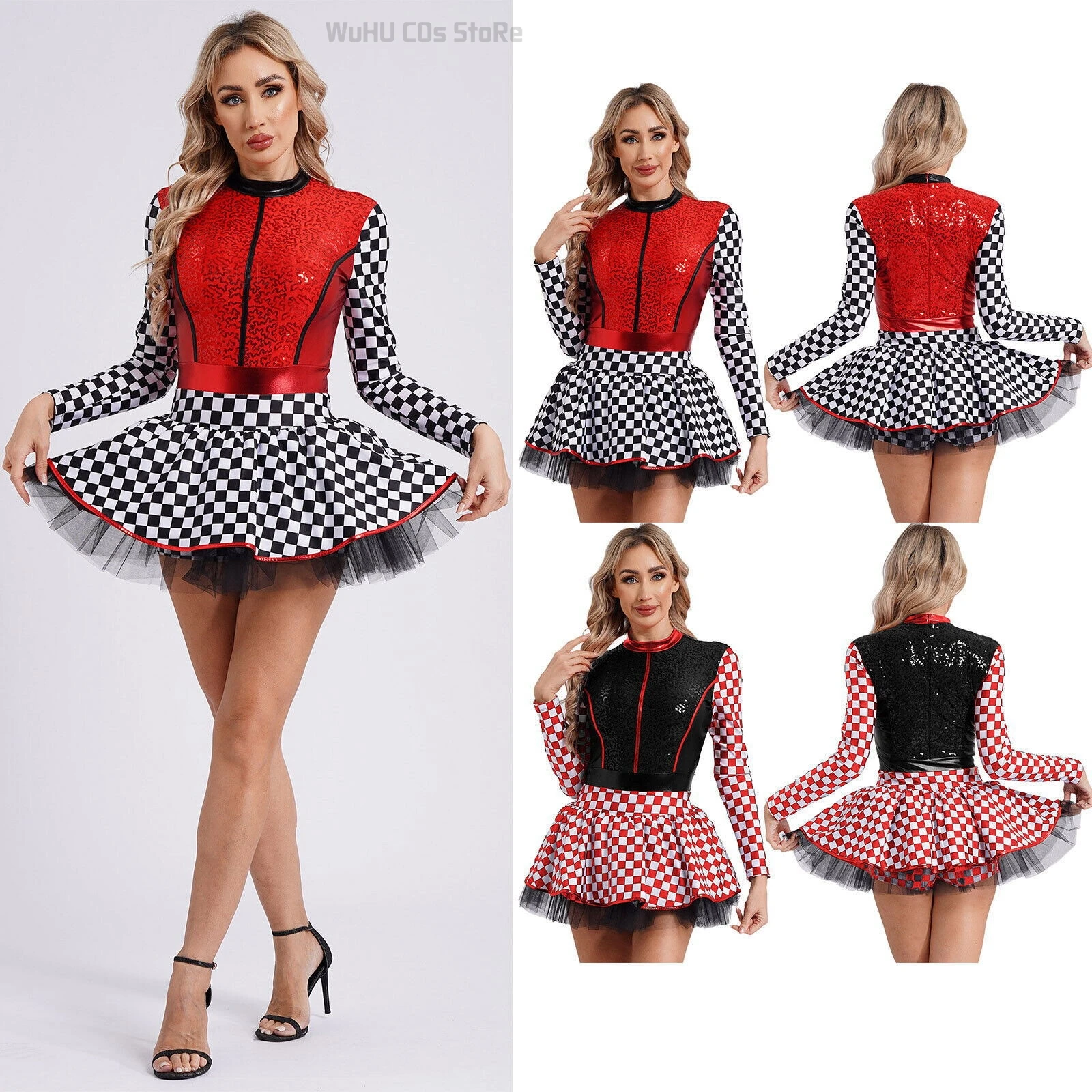 Frauen Erwachsene Cheerleading Outfit Kostüm Uniform Karneval Cosplay Langarm Modell Paddock Mädchen Rock Performance Kleidung