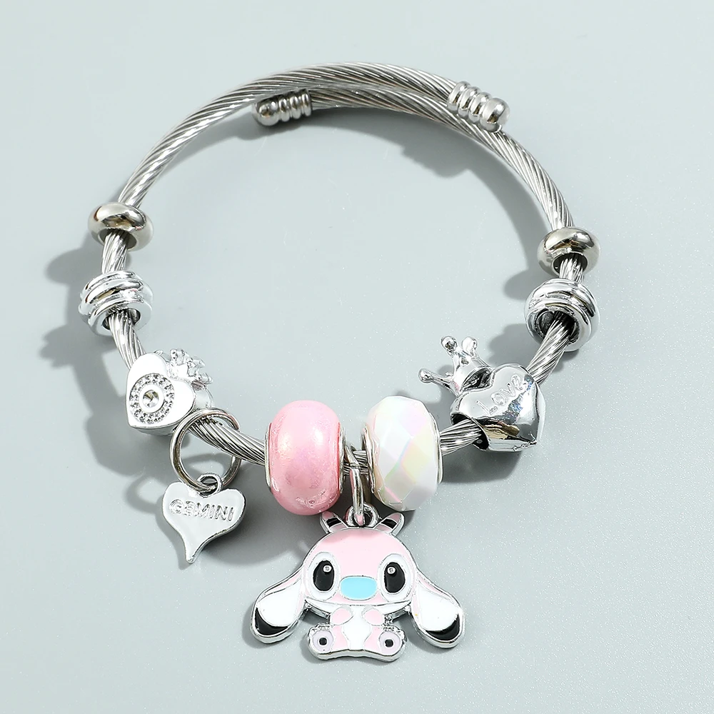 Disney Stitch Cartoon Beaded Bracelet for Girls, Wrist Accessories, Fashion Bestie, Y2K, Gift