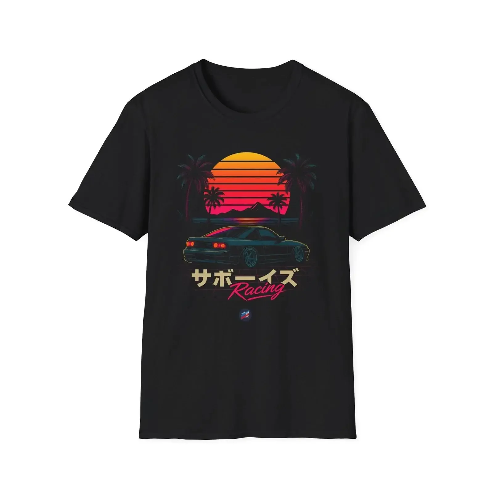 180SX Sunset Racing T Shirt Retro JDM Vaporwave Car for Street Fans vintage Washed Versatile Stretched Top For Everyday Wear