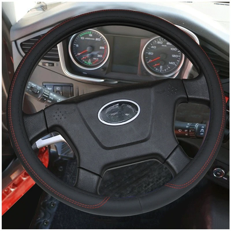 Large Size Bus Truck Steering Wheel Cover Leather Embroid Car Steering Wheel Cover Interior Accessories 40cm 42cm 45cm 47cm 50CM