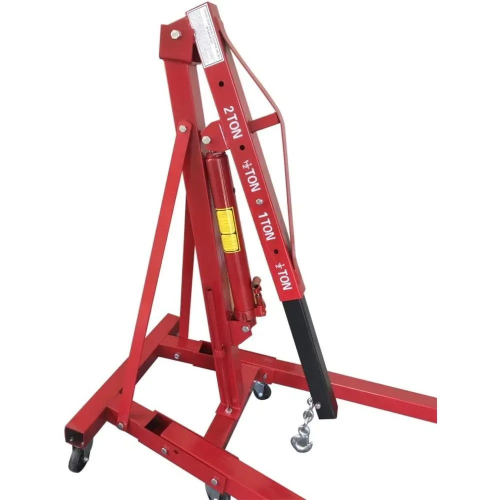 TUFFIOM 2 TON Folding Hydraulic Engine Crane, Motor Hoist 4400lbs Lifting Capacity Shop Crane Lift Cherry Picker, w/Telescopic