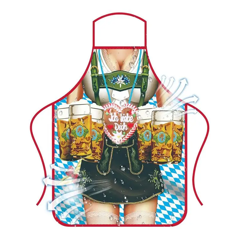 Oktoberfest Apron Couple's Suit Apron Oktoberfest Bavarian Traditional Beer Apron Cooking Uniform 3D Oktoberfest Theme Printing