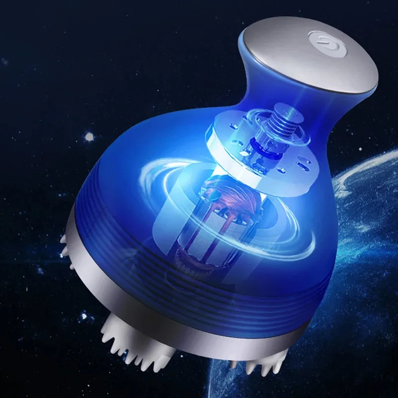 Электрический беспроводной массажер для волос и кожи головы с разминающими 4 массажных узлами, ручной портативный скребок для головы, массажер для снятия стресса и расслабления