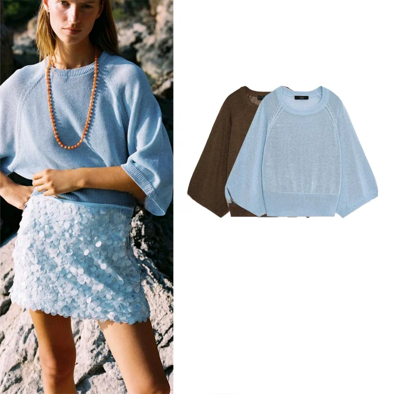

Casual Knitted Top Women's Loose Fit round Ne Long Sve Holiday Sle New Arrival Polyester Fiber Commute Sle Regular L...