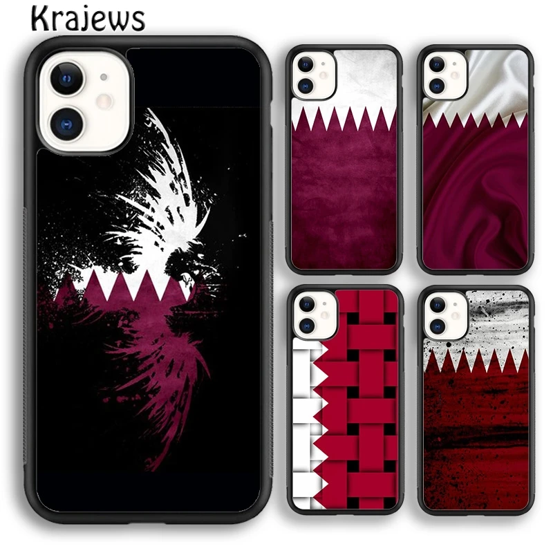 Krajews Qatar Flag National Banner Phone Case Cover For iPhone 16 15 14 plus XS XR 11 12 mini 13 pro max coque Fundas