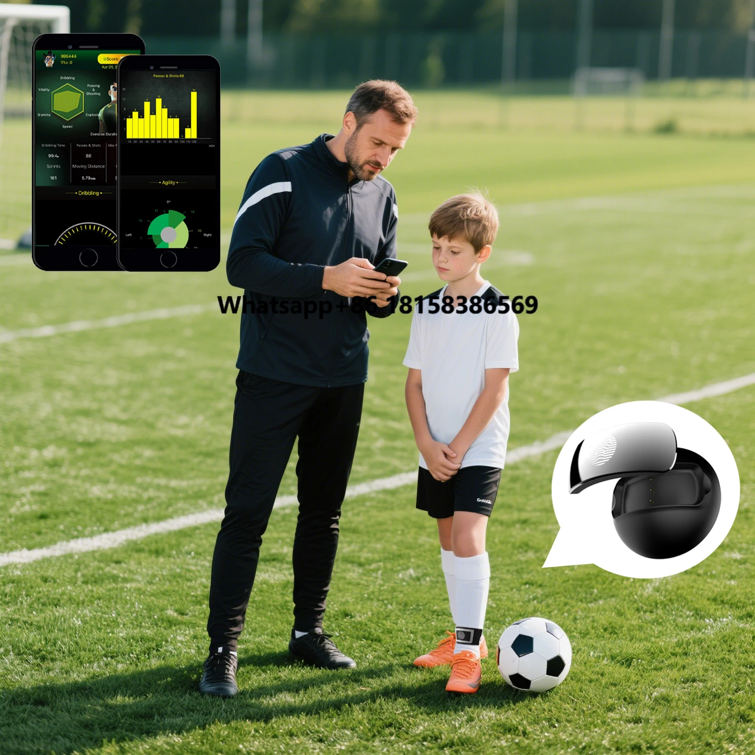 

Smart Football Wearable for Children Skill & Speed Tracker Team Tactical Coaching Training Tool