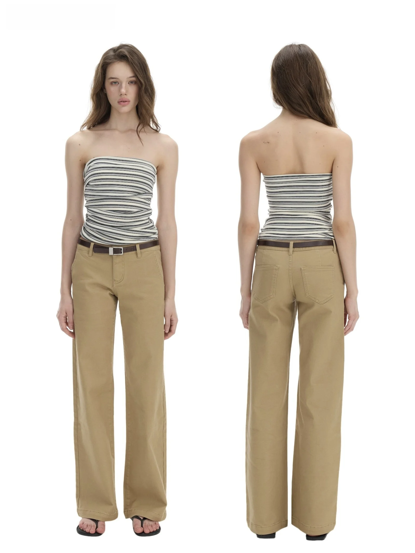 

Универсальный женский топ Veryrareme с полосатым эластичным бандо-топом, асимметричным кроем, вставками для груди и облегающим силуэтом, лето 2025