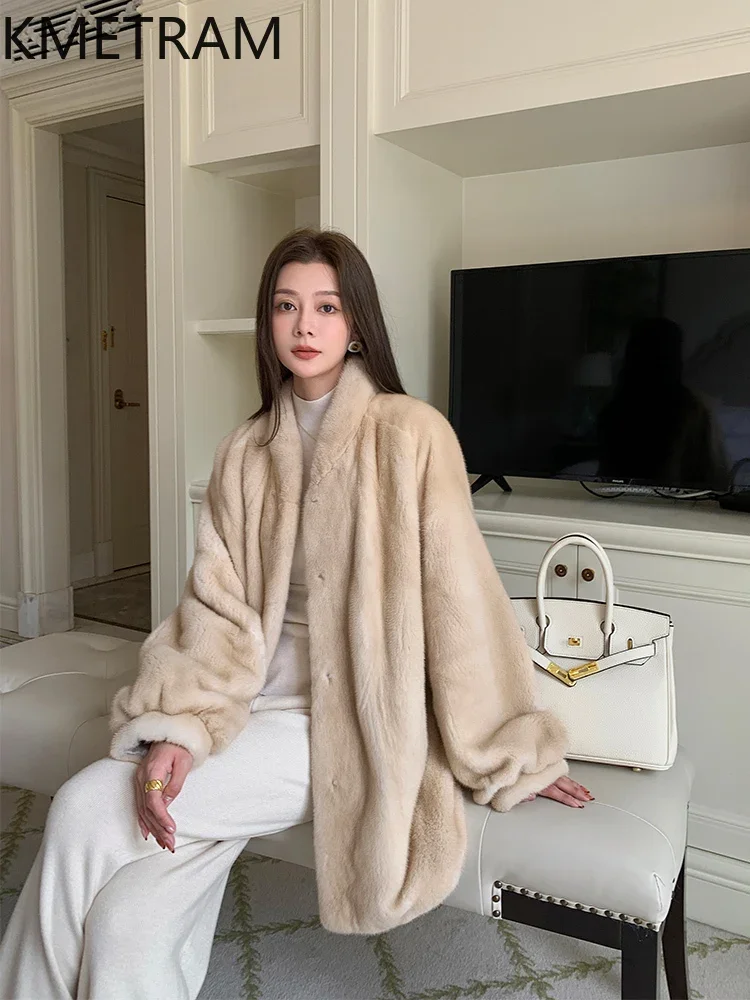 Natural Mink Fur Coat Women Luxury Long Stand Collar Fur Jacket Winter New in Outerwears High Quality Womans Clothing 2024 шуба