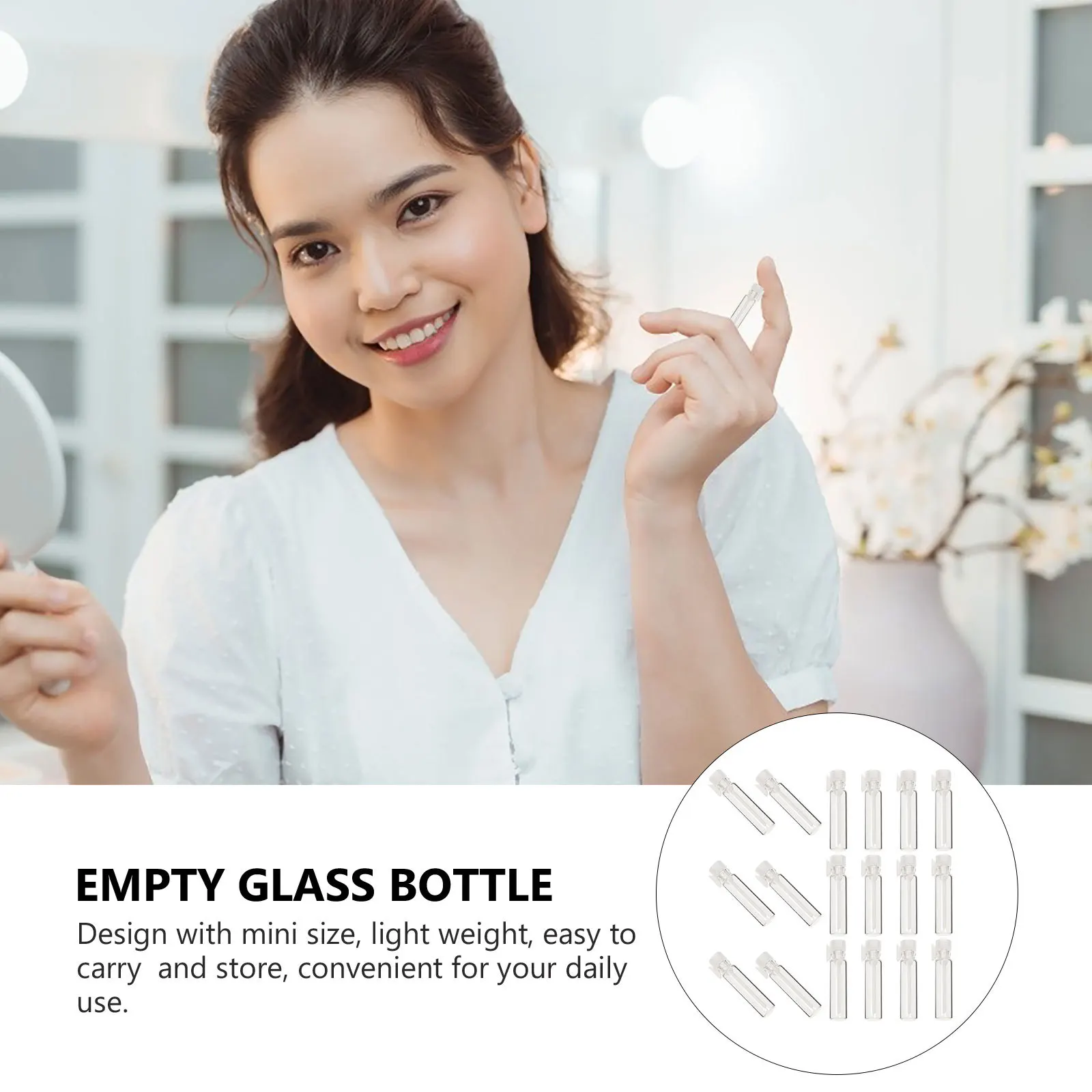 100 pezzi mini bottiglie campione di profumo in vetro tappo per asta in plastica a prova di perdite bottiglie secondarie di olio essenziale riutilizzabili portatili