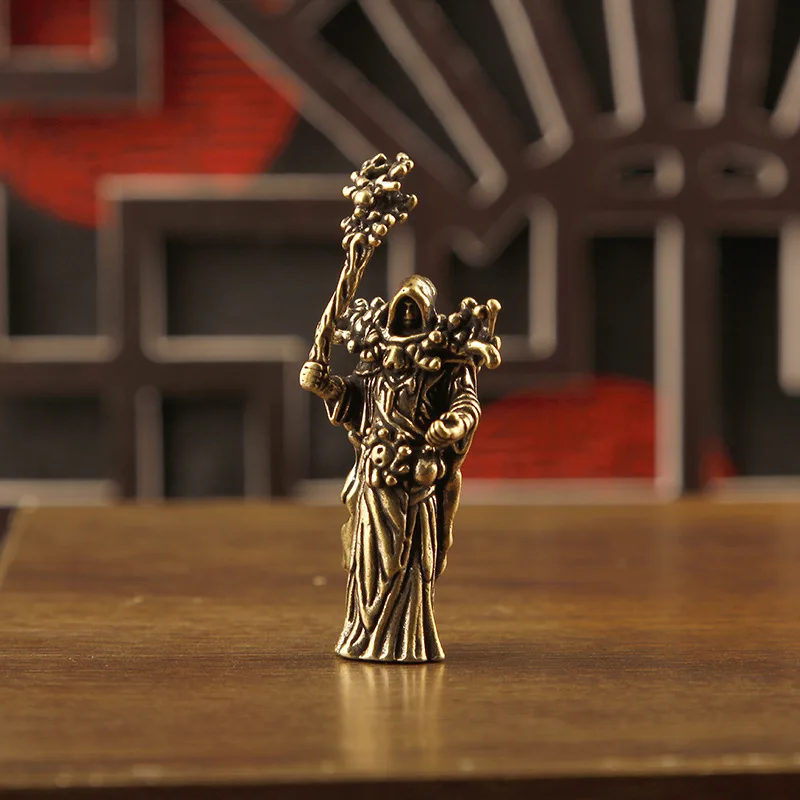 1 piece of brass retro old mage and wizard desktop ornaments small bronze creative mage cloak small ornaments