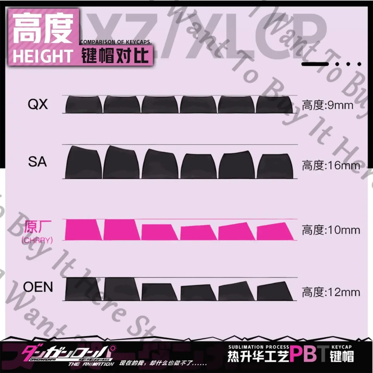 أنيمي دانغانرونا كيريجيري كيوكو تأثيري الجانب محفورة أغطية المفاتيح العادية هالوين غطاء لوحة المفاتيح الميكانيكية ملحق هدية