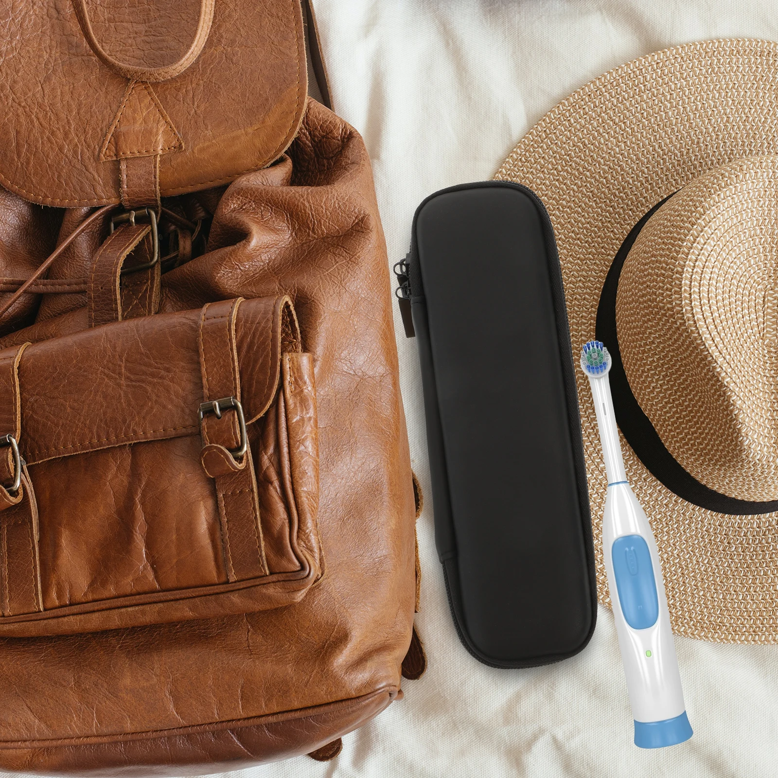 

2Pcs Electric Toothbrush Protective Case Portable Travel Bags Toothbrush Holder Shockproof Dustproof Waterproof EVA PU Material