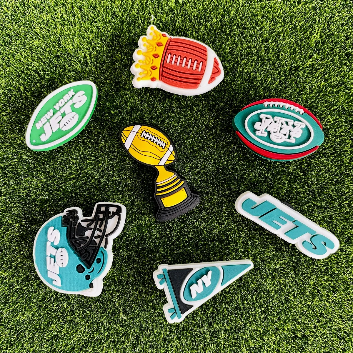 7PCS Football Shoe Charms for Clog Sandals, Sports Shoe Charms Football Team for Birthday Party Gifts