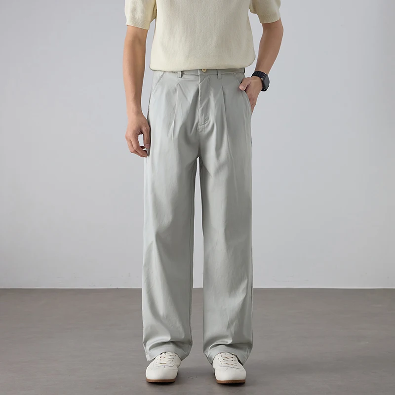 

Мужские весенне-летние модные легкие свободные брюки с эластичным поясом больших размеров, повседневные, винтажные, для работы и отдыха