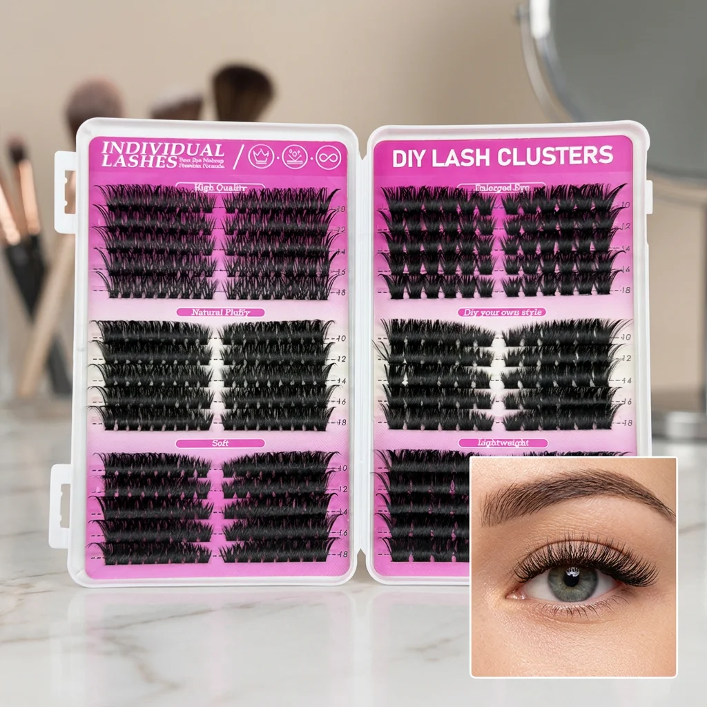 D Curl Synthetic Fiber Eyelashes 10-18mm Natural Volume Black False Lashes for Daily Eye Makeup Beginners and Various Eye Shapes
