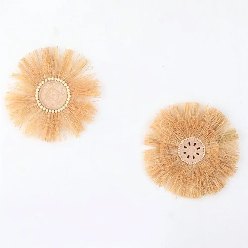 Natural Straw Woven Wreath Handmade Raffia Ring Rustic Wall Ornament Farmhouse Aesthetic Decoration For Living Room