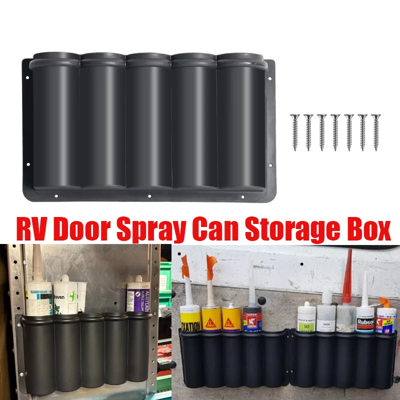 ABS Plastic Storage Box For Caravan Door Spray Can Storage Box 5 Tube Holder Sealant Adhesive Tubes Box Camper Storage Holder