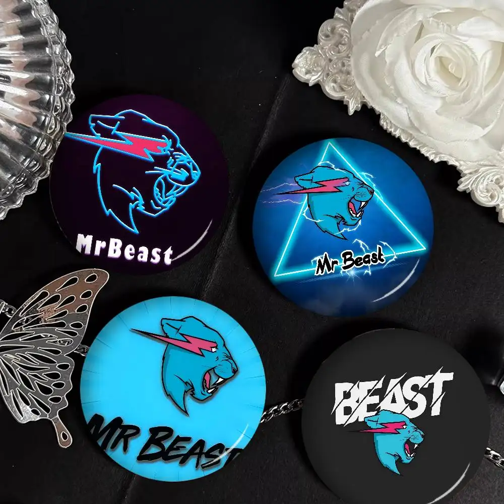 Broches Redondos con el Logotipo de Mr-B-Beast, Broches Creativos con Eslogan, Decoración para Mochilas, Joyería de Moda con Dibujos Animados, Regalos
