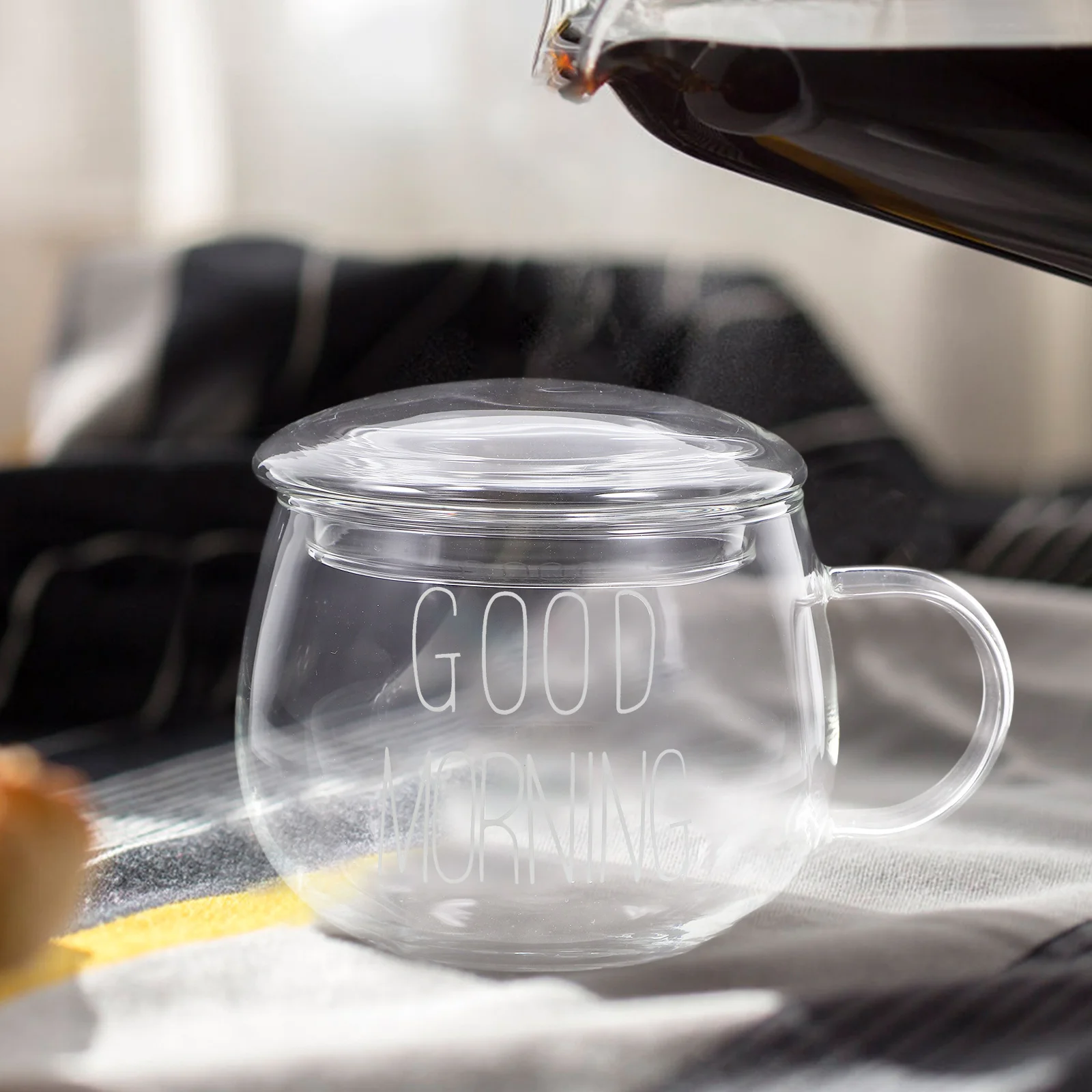 

Transparent Glass Milk Cup Smooth Surface Ergonomic Handle Stable Base Perfect for Coffee Tea Milk Drinks Home Bar
