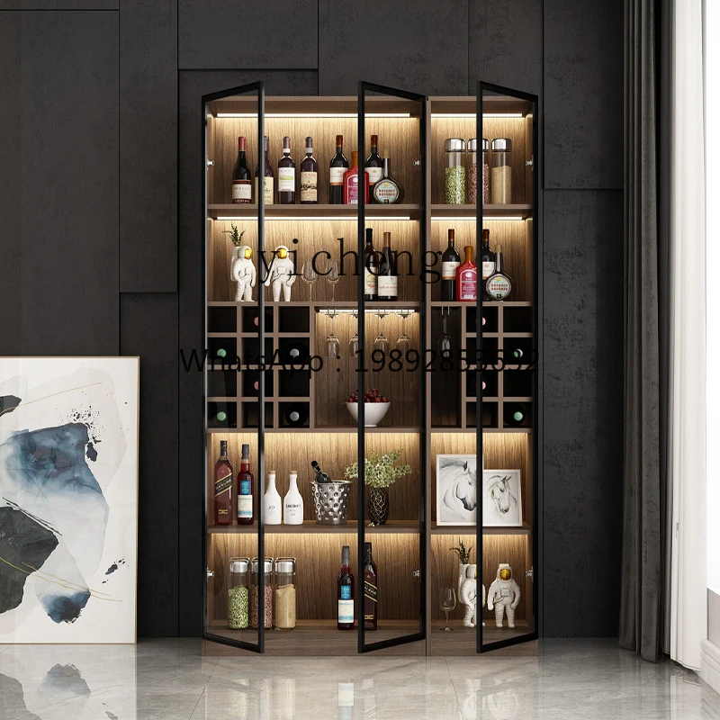 AB  Living Room Wall-Mounted Wine Cabinet Display Cabinet Home Glass Door Small Wine Cabinet Solid Wood