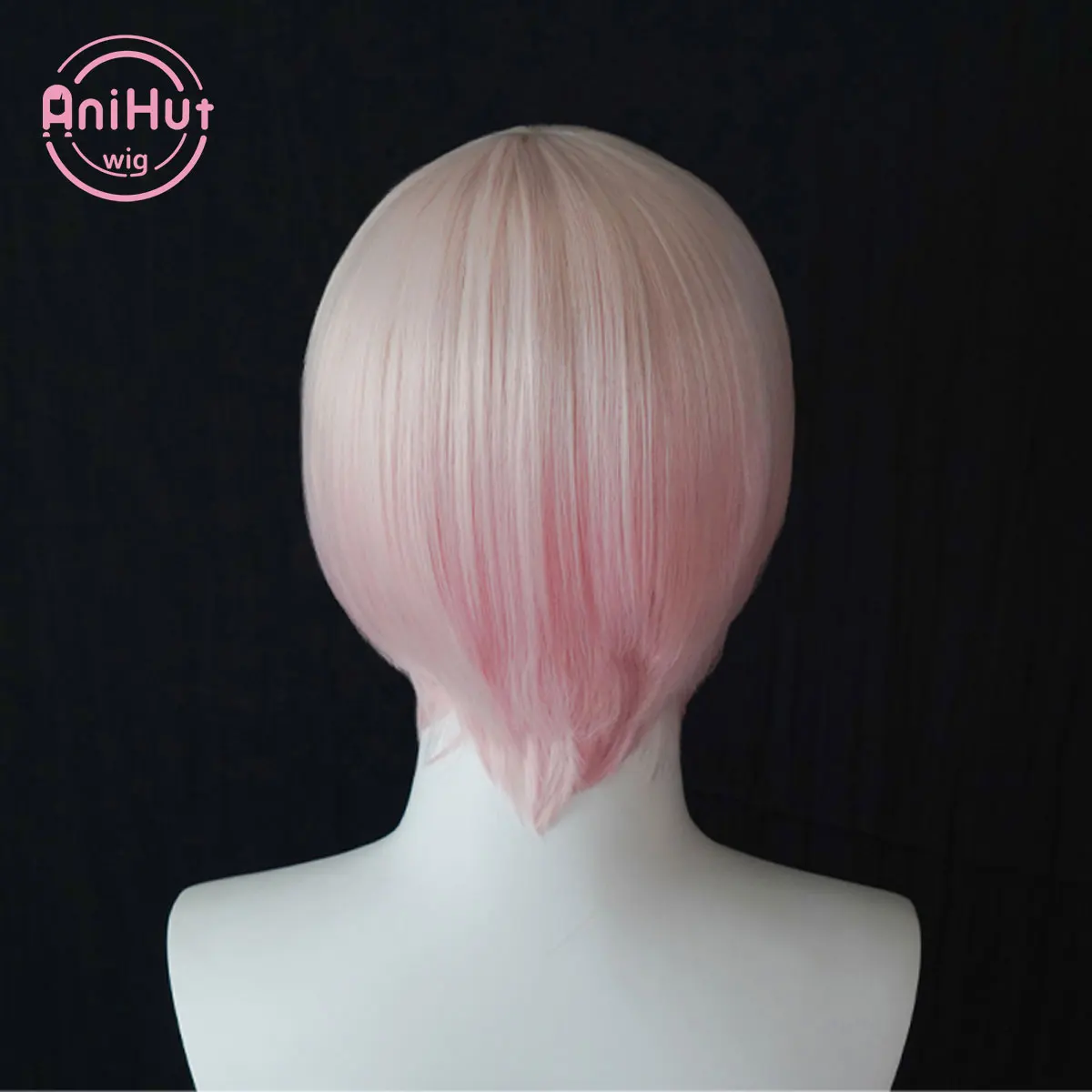 Perruque de Cosplay Shimoe Koharu, perruque synthétique lisse rose 36cm, bleu, résistante à la chaleur