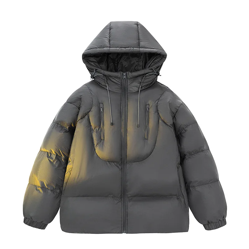 Men Down Jacket Winter New Thicken Cold-proof Hooded Zipper Male Outerwear Simple Solid Color Lightweight Versatile Man Coat