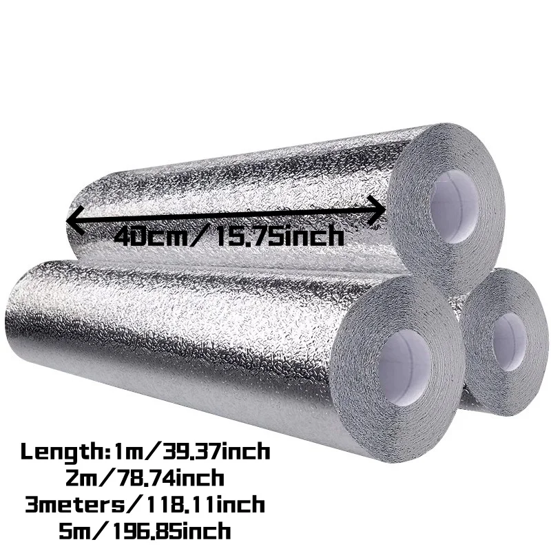 1PC 40cm/15.75inch Kitchen Back splash Wallpaper Stickers Self Adhesive Aluminum Foil Stickers Oil Proof Waterproof Kitchen Stov