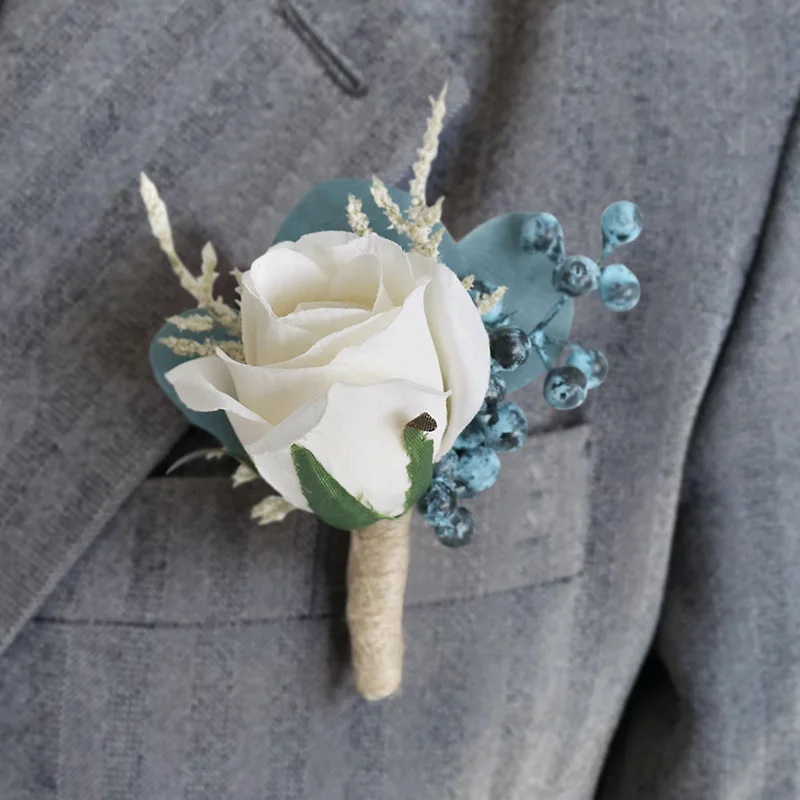 Свадебный корсаж для жениха невесты имитация цветов для деловых встреч отворот цветок для подружки невесты цветок на запястье