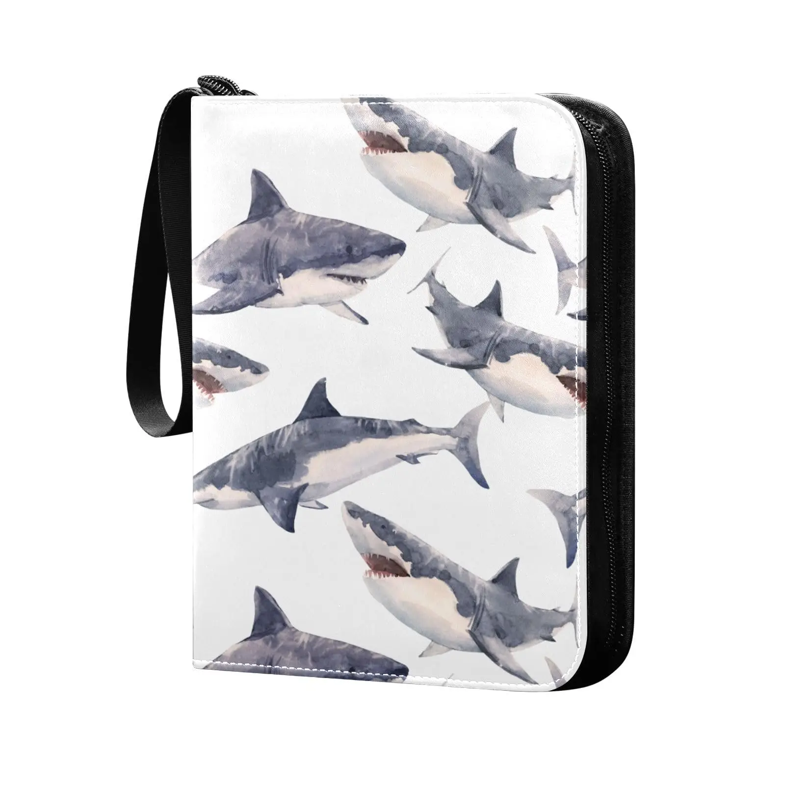 Watercolor Shark 4 Pocket Cards Binder, 400 Double Sided Pocket Album for Sport Game Cards, Unique Card Collection Storage