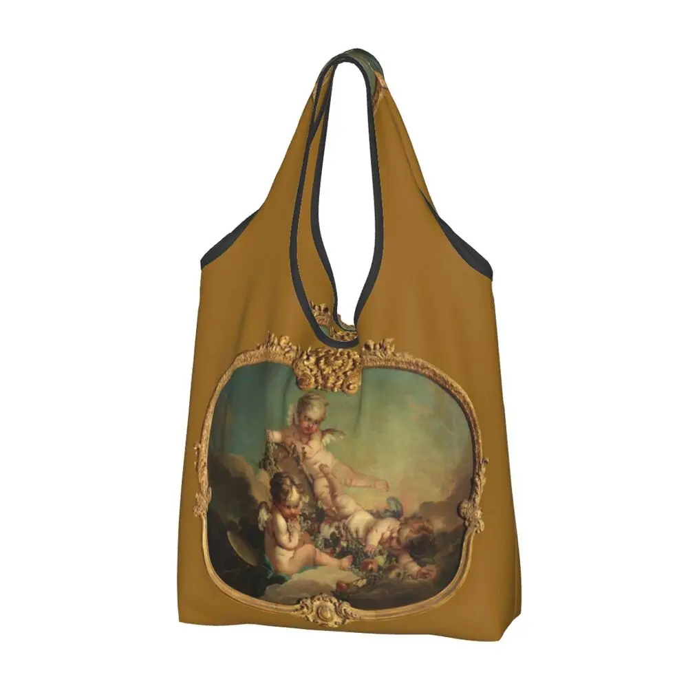 

2025 New Style Custom Vintage Rose Victorian Angel Groceries Tote Shopping Bags Women Fashion Shoulder Shopper Bag Big Capacity