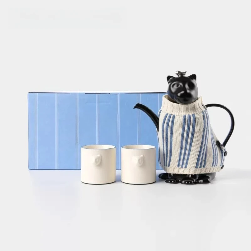 Home, Black Panther ceramic relief, a pot of two cups of tea set, gift box gift.