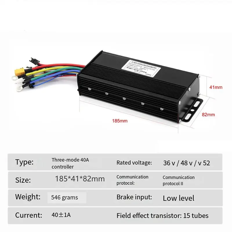 Picture 4: A06F-3X 36/48V/52V E-Bike 40A 1500/2000W Three Mode Sine Wave Brushless Controller