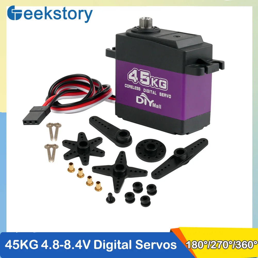 45KG Digital Servo 180/270/360 Degree Coreless Motor Metal Gear High Torque Servo DIY Parts For 1/8 1/10 RC Cars Crawler Model