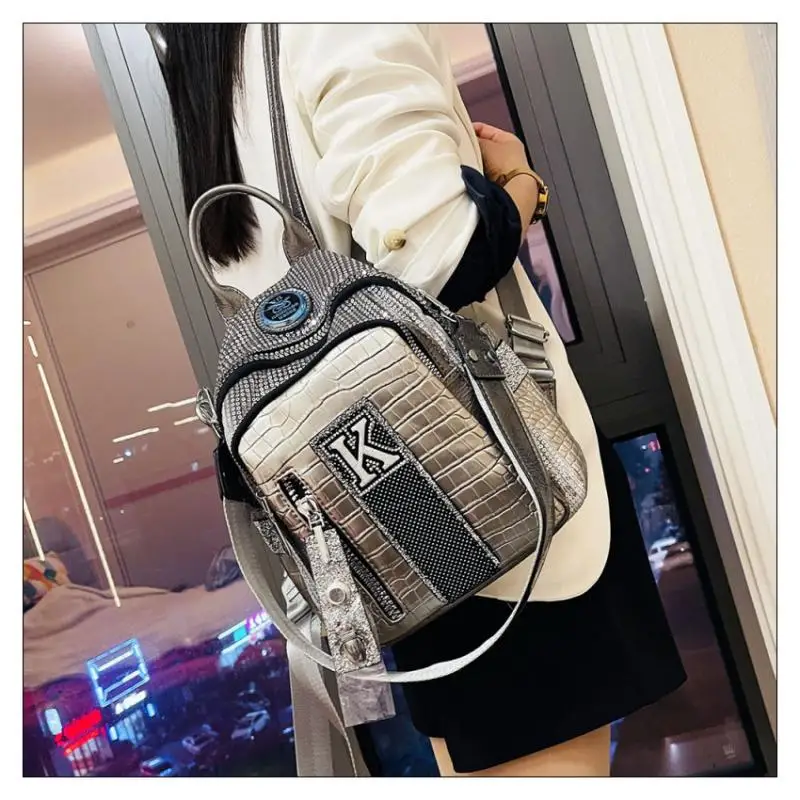 

Diamond Backpack Women's 2025 New College School Bag Pack Travel Large Capacity Outdoor Bagpack Shoulder Bag