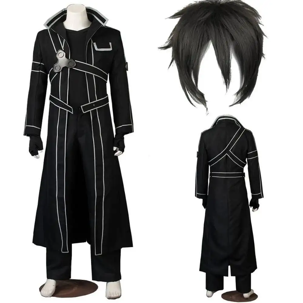 Disfraz de Cosplay de Anime Sword Art Online, chaqueta Kirito Kazuto Kirigaya, camisa, pantalones, traje de alta calidad de cualquier tamaño hecho a medida