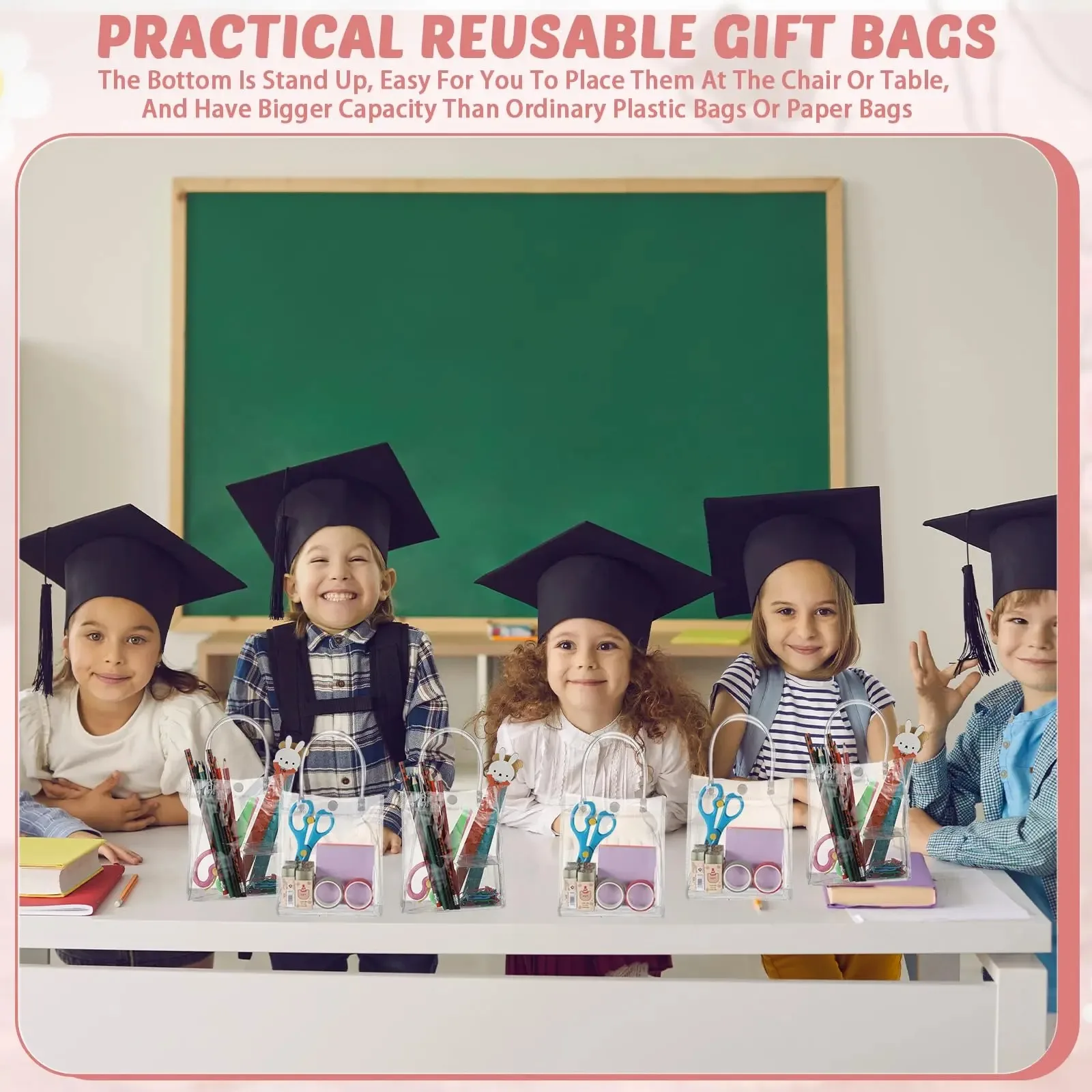 10–100 Stück durchsichtige Geschenktüten aus Kunststoff mit Griff, transparente Geschenktüte, wiederverwendbare Einkaufstasche, PVC-Goodie-Taschen für Hochzeits-Partyzubehör – Detail 4