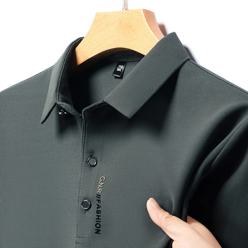 

Luxury Quality Men's Polo Shirt Exquisite Simple Letter Print Long Sleeve Autumn Lapel T-Shirt Business Fashion Trend Menswear