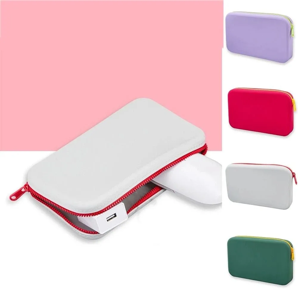 Portable Large Capacity Silicone Storage Bag Solid Color Contrasting Colors Coin Purse Small Item Bag Men