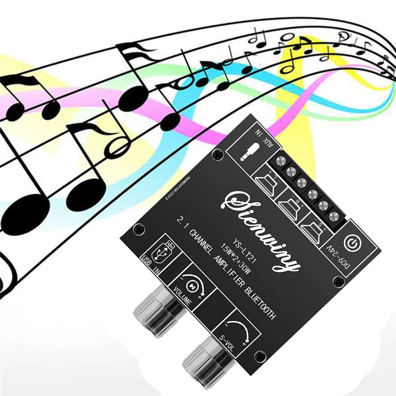 YS-LT21 2.1 Kanaals Bluetooth Versterker Board 15 W + 15 W + 30 W met Subwoofer Knop Aanpassen Encoder Audio Module DC9-24V